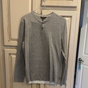 Gray Long Sleeve Henley Shirt